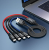 Hoco Super 4in1 USB Cable: Connect 4 Devices Simultaneously, 1m, Fast Charging, Durable Design, USB to 2x USB-C, 1x Micro USB, 1x iPhone 5 to 14. X76