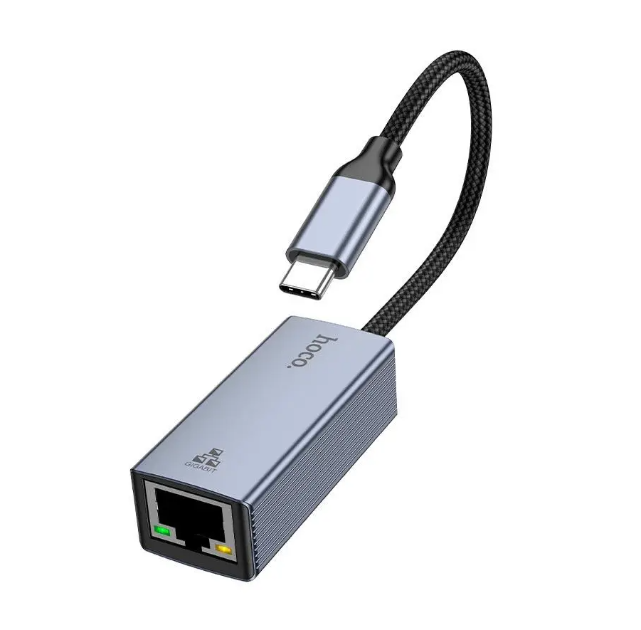 Hoco UA37 USB Type C to Ethernet Adapter 1000 Mbps Gigabit Network Aluminum Alloy Metal Gray