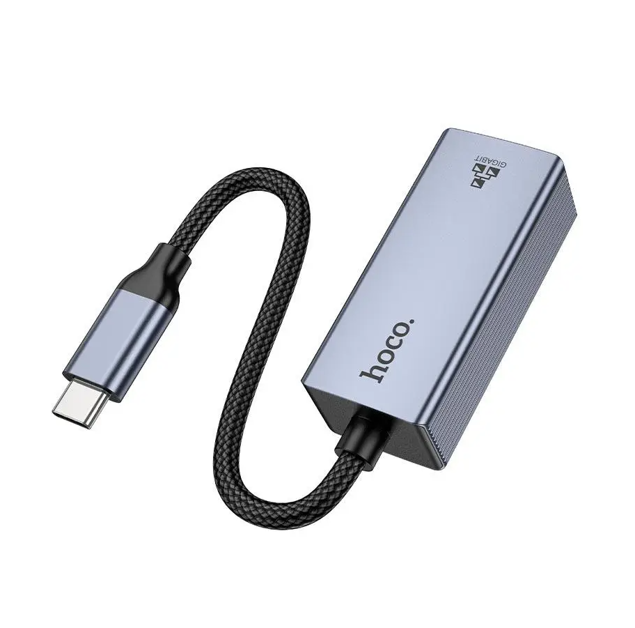 Hoco UA37 USB Type C to Ethernet Adapter 1000 Mbps Gigabit Network Aluminum Alloy Metal Gray