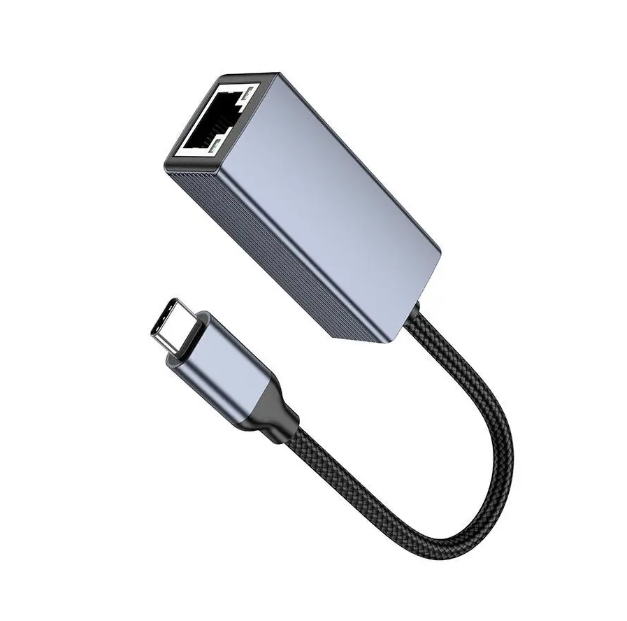 Hoco UA37 USB Type C to Ethernet Adapter 1000 Mbps Gigabit Network Aluminum Alloy Metal Gray