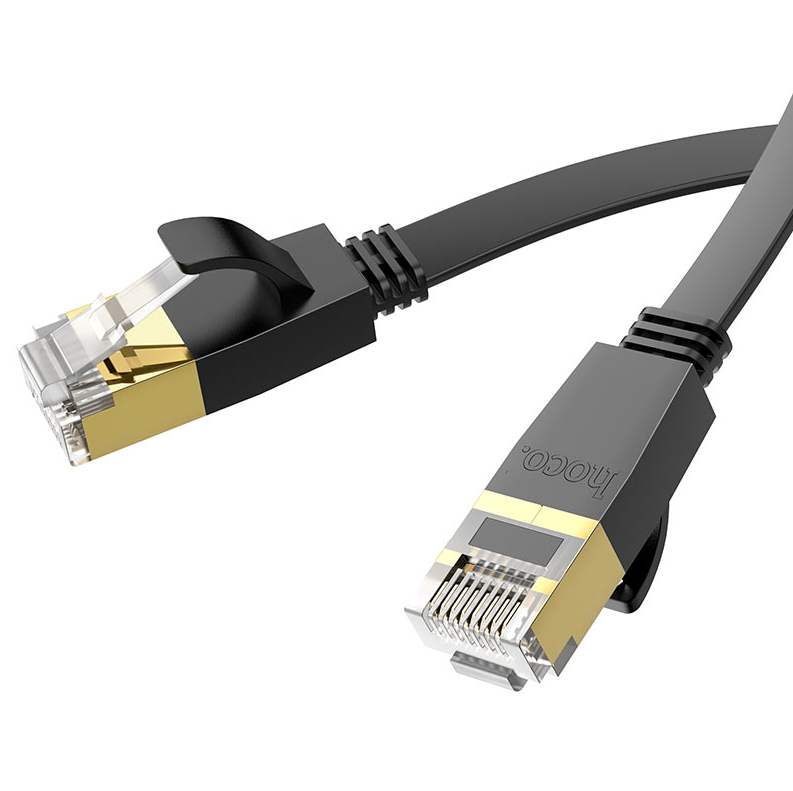 Hoco US07 Cat6 Ethernet Cable 20M – Flat Pure Copper Gigabit Network LAN Cable with RJ45 Connectors for Router, PC, Laptop, Modem, Switch