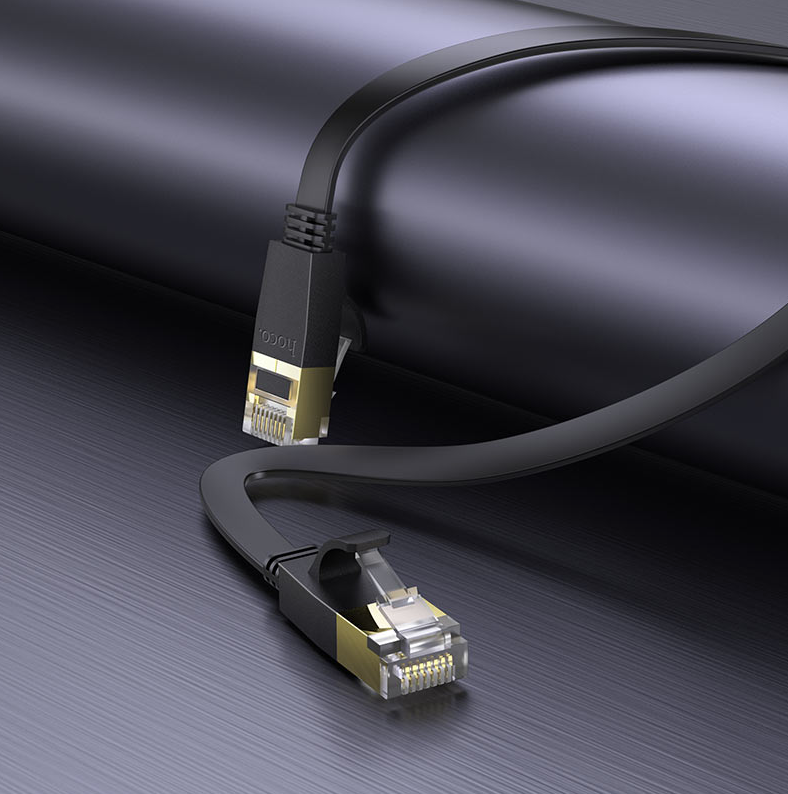 Hoco US07 Cat6 Ethernet Cable 20M – Flat Pure Copper Gigabit Network LAN Cable with RJ45 Connectors for Router, PC, Laptop, Modem, Switch