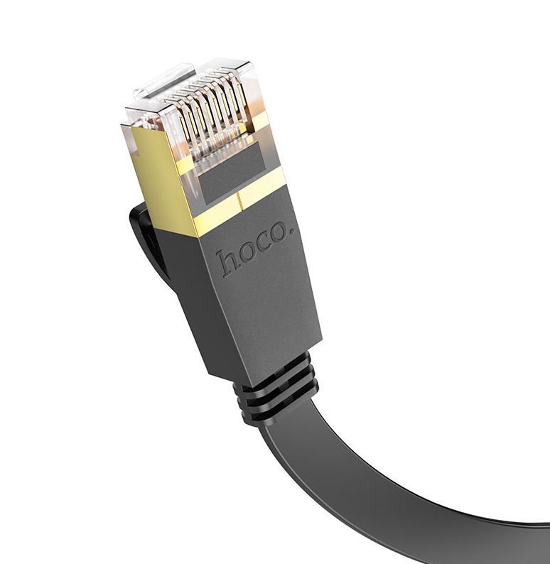 Hoco US07 Cat6 Ethernet Cable 20M – Flat Pure Copper Gigabit Network LAN Cable with RJ45 Connectors for Router, PC, Laptop, Modem, Switch