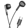 Hoco USB-C Earphones. Compatible with Huawei, Xiaomi, OnePlus, iPad Pro/Air, Samsung, Premium Build for Tangle-Free Durability. Black. M123