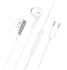 Hoco USB-C Earphones. Compatible with Huawei, Xiaomi, OnePlus, iPad Pro/Air, Samsung, Premium Build for Tangle-Free Durability. White. M123