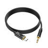 Hoco USB-C to AUX 3.5mm Audio 1m cable. Connect iPhone 15-17 or Android Phones to Speakers, Cars, Amp, Earphones jack. 1m, Nylon Braid. UPA30, Black