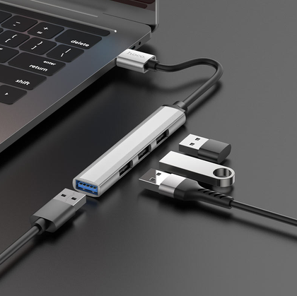 Hoco USB 3 hub USB A to 4 port USB adapter 3 x USB 2 1 x USB 3 windows mac linux consoles HB26