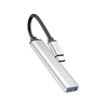 Hoco USB 3 hub USB C to 4 port USB adapter 3 x USB 2 1 x USB 3 windows mac linux consoles HB26. Silver