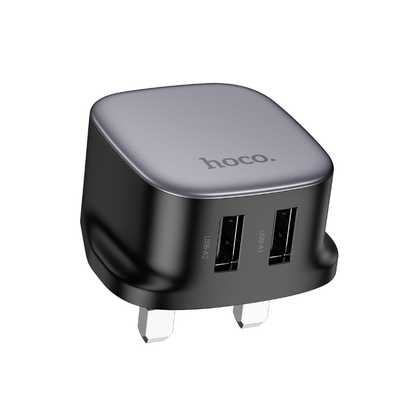 Hoco USB Charger with Dual USB-A ports and 1 USB-A to UCB-C Cable for Android, iPhone. 10.5W 5V/2.1A. Black. CS31B