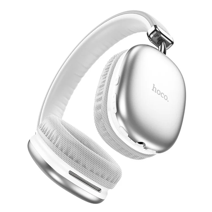 Hoco W35 Max SIlver Wireless BT 5.4 ANC Headphones. Microphone, AUX, Deep Bass Hi-Fi Audio. 45hr Music/Talk. SD Card Support