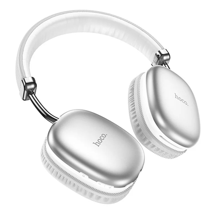 Hoco W35 Max SIlver Wireless BT 5.4 ANC Headphones. Microphone, AUX, Deep Bass Hi-Fi Audio. 45hr Music/Talk. SD Card Support