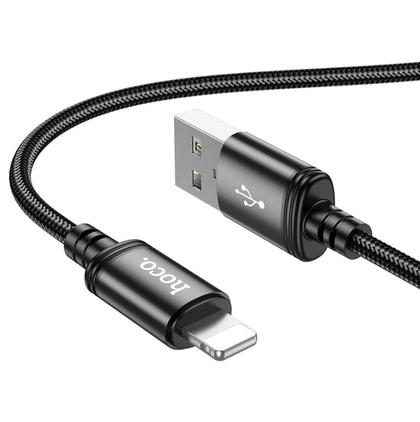 Hoco X89 USB-A to iPhone 2.4A Fast Charging Braided Cable for iPhone 5–14. 1M, Black