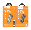 Hoco Z57A Glorious 30W PD + QC3.0 Dual Port Car Charger with Type-C to iPhone Cable – Gold