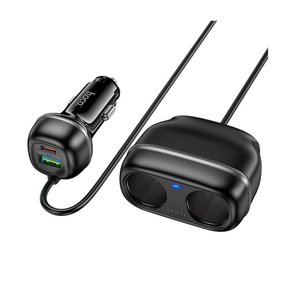 Hoco Z59 48W Dual Port Car Charger (PD30W+QC3.0) with Dual Power port Slots – Black