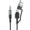 Hoco braided dual USB-C / USB-A to 3.5mm Male, 1m. Compatible with iPad Pro/Air, Android, Windows, Mac, Linux. Premium Build for Durability. UPA23