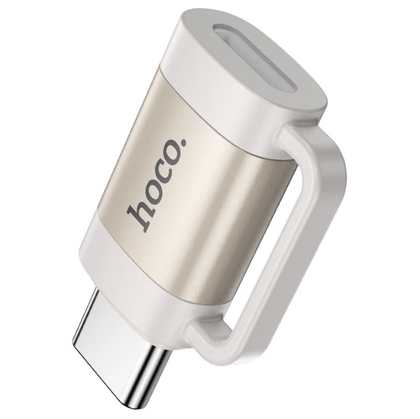 Hoco iPhone/iPad Socket to USB-C Plug converter. Charging cable adapter. Compatible with iPhone 5 to 14 cable. UA31E. Gold