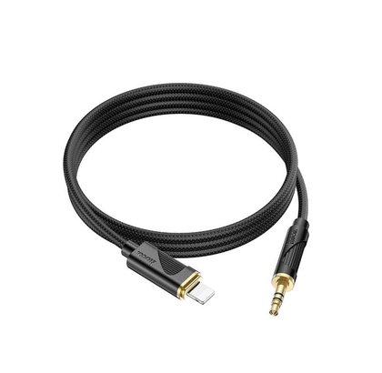 Hoco iPhone to 3.5mm Cable. Connect iPhone 5-14 to Speakers, Cars. 1m, Silicone, Aluminium. Superior Lossless Audio, Stylish Design. UPA30. Black