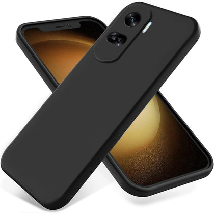 Honor 90 Lite phone case Soft Flexible Rubber Protective Cover black liquid silicone