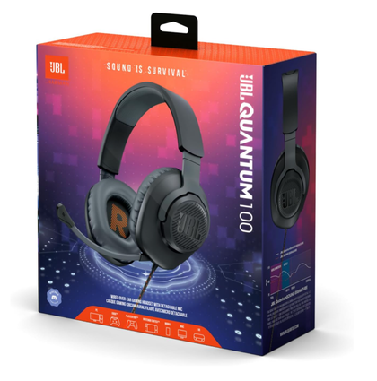 JBL Quantum 100 Wired Gaming Headset with Boom Mic, Memory Foam, 3.5mm Multi-Platform Compatible – PC, PS5, Xbox, Switch, Black