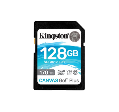 Kingston Canvas Go! Plus, Flash memory card, 128 GB, Video Class V30, UHS,I U3, Class10, SDXC UHS,I