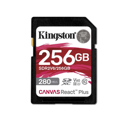 Kingston Canvas React Plus, Flash memory card, 256 GB, Video Class V60, UHS,II U3, Class10, SDXC UHS,II