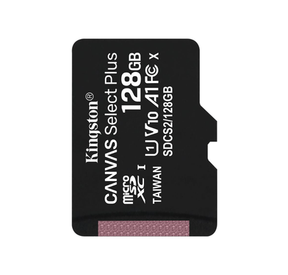 Kingston Canvas Select Plus, Flash memory card, 128 GB, A1, Video Class V10, UHS Class 1, Class10, microSDXC UHS,I