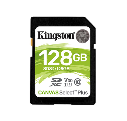 Kingston Canvas Select Plus, Flash memory card, 128 GB, Video Class V30, UHS,I U3, Class10, SDXC UHS,I