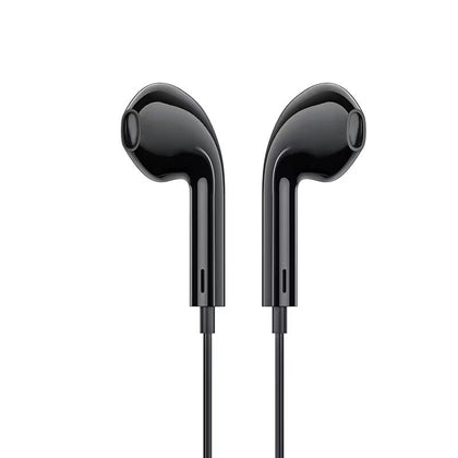 Earphones for iPhone. Wired, In-ear, Mic, Volume and Call answer buttons. Compatible with iPhone 7 to 14. Plug and Play. Hoco M111. Black.