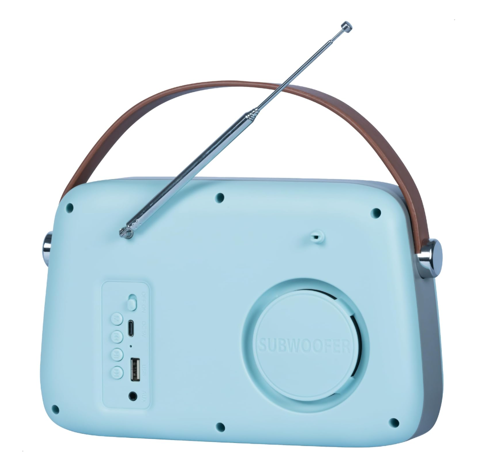 Madison FREESOUND-VR30BL-DAB Portable Bluetooth Vintage Radio 30W with DAB+, FM, USB, Subwoofer. Matt Blue