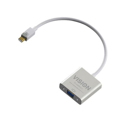 Mini DisplayPort mDP to VGA Adaptor. Vision Professional. HD 1920 x 1080. White.