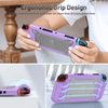 Nintendo Switch OLED Protective Shockproof Case Cover Purple with kick stand 5 game cartridge magnetic holder