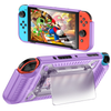 Nintendo Switch OLED Protective Shockproof Case Cover Purple with kick stand 5 game cartridge magnetic holder