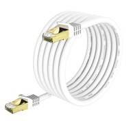 Outdoor Cat 6 Ethernet Cable 15M/50 ft,SFTP-550MHZ-Shielded CAT6 RJ45 Network LAN Waterproof Direct Burial Internet Cord 15M Round White