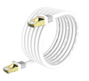 Outdoor Cat 6 Ethernet Cable 15M/50 ft,SFTP-550MHZ-Shielded CAT6 RJ45 Network LAN Waterproof Direct Burial Internet Cord 15M Round White