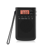 Portable PR-209 Multi-Use Pocket FM/AM Radio with Earphone Jack, Alarm, and Clip. Black