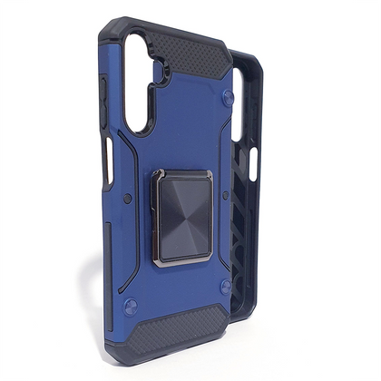 Samsung A25 4G/5G phone case blue. Square ring kickstand. Armor Anti-Drop Shockproof, Rugged, Protective