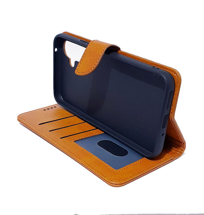 Samsung A35 4G/5G phone case wallet cover flip anti drop anti slip shockproof brown