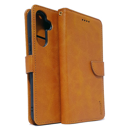 Samsung A35 4G/5G phone case wallet cover flip anti drop anti slip shockproof brown