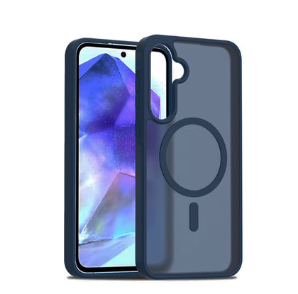 Samsung A35/A55 Case. Magsafe, Magnetic Shockproof Rugged Hard Cover, Dark Blue, Skin Feel