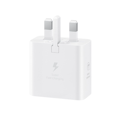 Samsung EP-T2510, Power adapter, 25 Watt, 3 A, PD 3.0, SFC (24 pin USB,C), with USB-C to USB-C cable. White