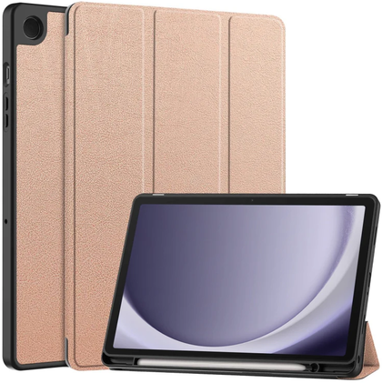 Samsung Galaxy Tab A9+ Case Rose Gold – 3-Fold Smart Leather TPU Cover with Auto Sleep/Wake & Stand