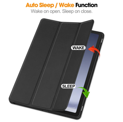 Samsung Galaxy Tab A9+ Case black. 3 Fold Smart Leather TPU Cover with Auto Sleep/Wake & Stand