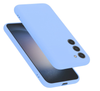 Samsung S23 Phone case. Soft, flexible liquid silicone protective cover. Light blue.