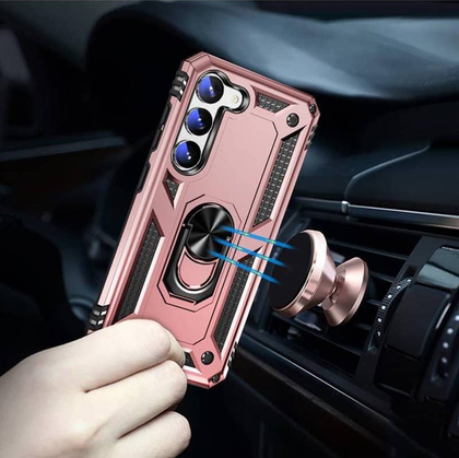 Samsung S23 rose gold armor phone case with ring - Anti-drop, shockproof and rugged protective design
