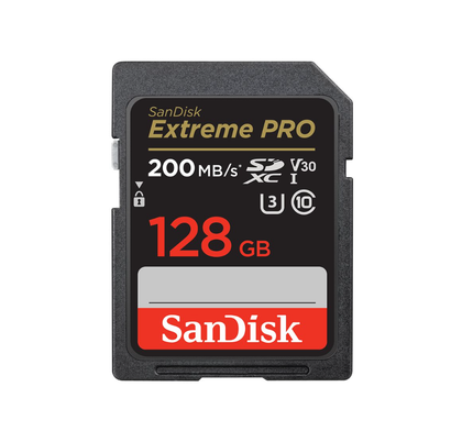 SanDisk Extreme Pro, Flash memory card, 128 GB, Video Class V30, UHS,I U3, Class10, SDXC UHS,I