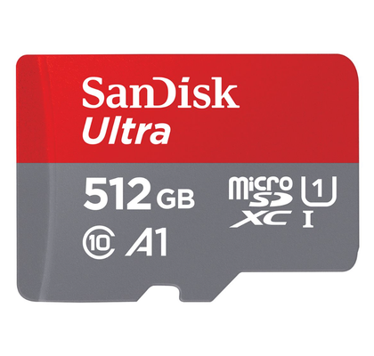 SanDisk Ultra, Flash memory card (microSDXC to SD adapter included), 512 GB, A1, UHS Class 1, Class10, microSDXC UHS,I