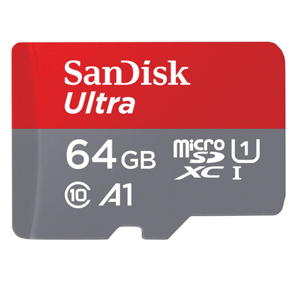 SanDisk Ultra, Flash memory card (microSDXC to SD adapter included), 64 GB, A1, UHS Class 1, Class10, microSDXC UHS,I