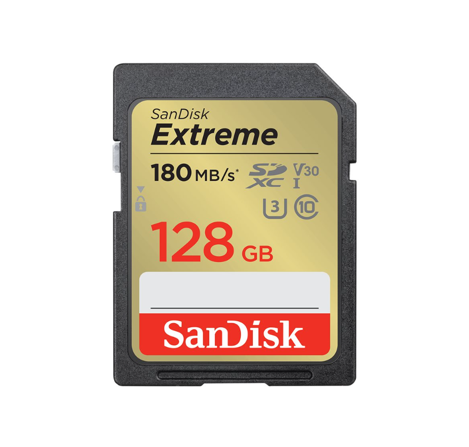 SanDisk, Flash memory card (microSDXC to SD adapter included), 128 GB, Video Class V30, UHS,I U3, Class10, microSDXC UHS,I