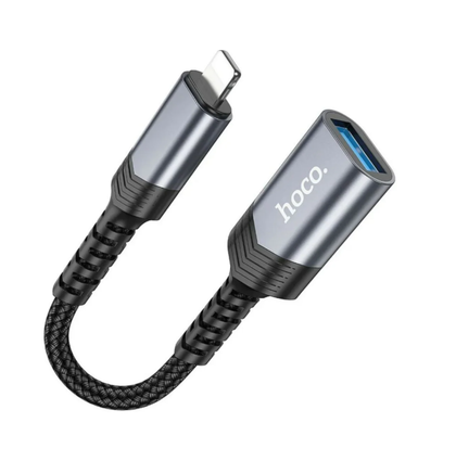 UA24 iPhone 5-14 to USB-A (USB2) OTG adapter zinc alloy shell support charging and data transfer