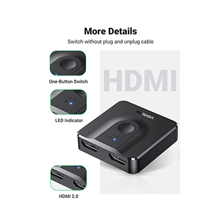 UGREEN 50966 HDMI Switch Splitter 4K@60Hz Bi-Directional 2 In 1 Out HDR 18Gbps Compatible with PS5 Xbox Blu-ray HDTV